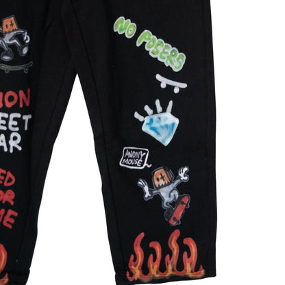 VISION STREET WEAR guernika All-Print スウェットパンツ BLACK