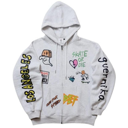 VISION STREET WEAR guernika All-Print ジップパーカー GRAY
