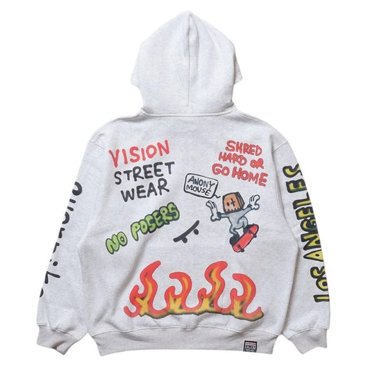 VISION STREET WEAR guernika All-Print ジップパーカー GRAY