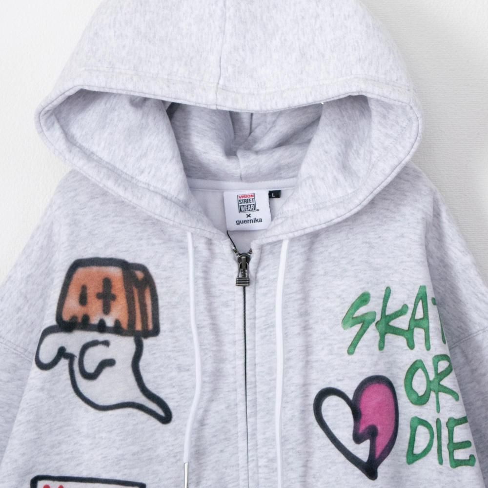VISION STREET WEAR guernika All-Print ジップパーカー GRAY