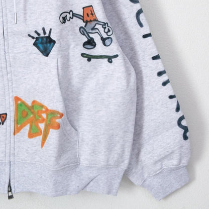 VISION STREET WEAR guernika All-Print ジップパーカー GRAY