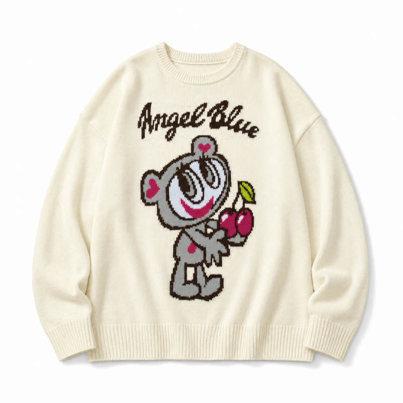 ANGEL BLUE エンジェルブルー アクリルバルキー ジャガードニット プルオーバー IVORY
