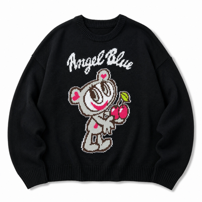 ANGEL BLUE エンジェルブルー アクリルバルキー ジャガードニット プルオーバー BLACK