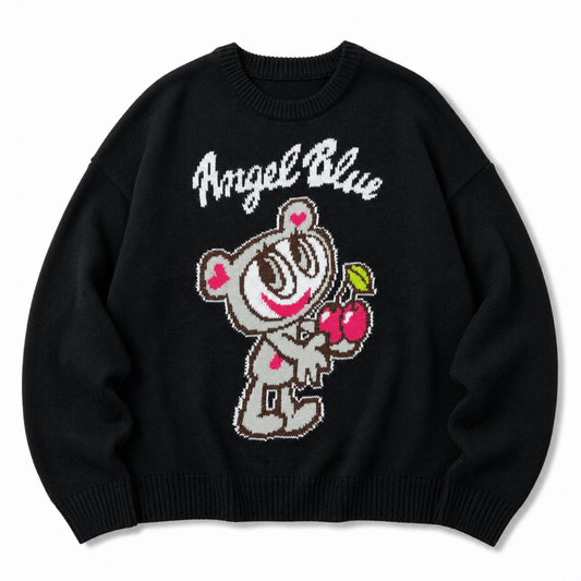 ANGEL BLUE エンジェルブルー アクリルバルキー ジャガードニット プルオーバー BLACK