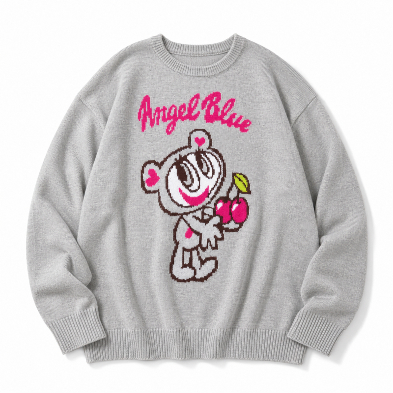 ANGEL BLUE エンジェルブルー アクリルバルキー ジャガードニット プルオーバー GRAY