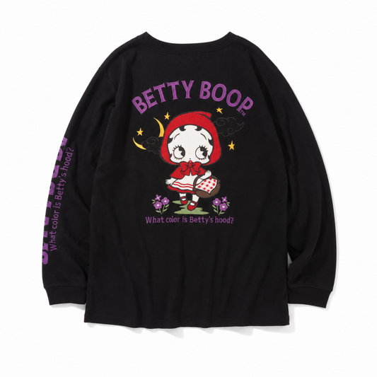 NEVERMIND × BETTY BOOP BIGシルエット天竺ロンT Tシャツ BBN-2602 BLACK