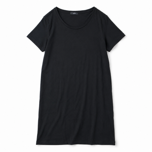 B品 XTS ソフト ロング丈 Tシャツ チュニック BLACK