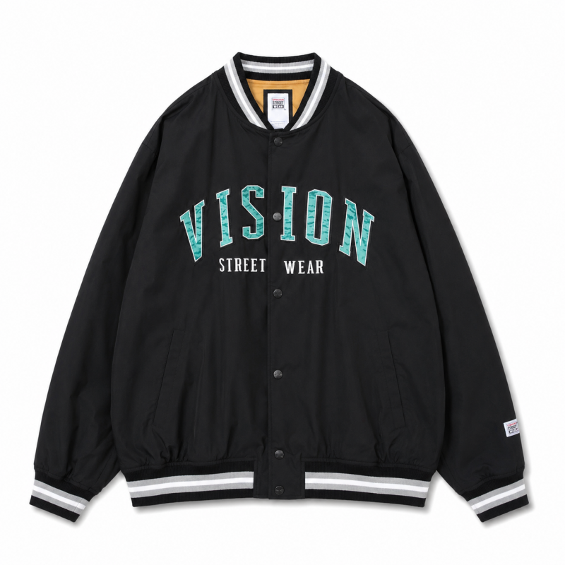 VISION STREET WEAR ナイロンワッペンスタジアムジャケット BLACK