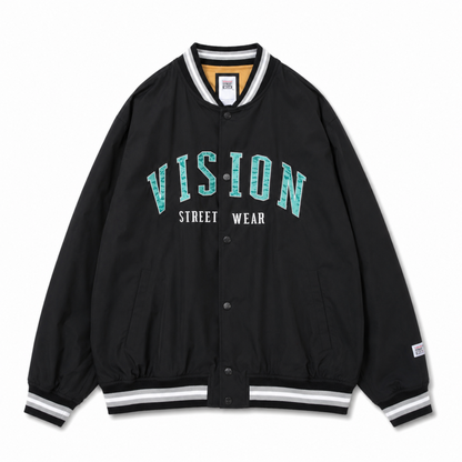 VISION STREET WEAR ナイロンワッペンスタジアムジャケット BLACK