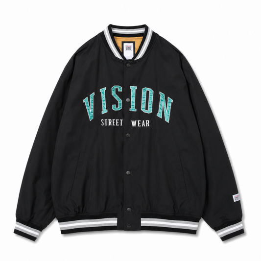 VISION STREET WEAR ナイロンワッペンスタジアムジャケット BLACK