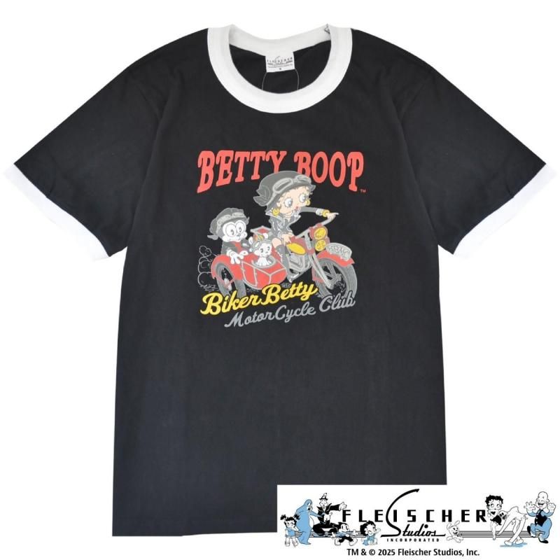 BETTY BOOP ベティちゃん バイク 半袖 Tシャツ BLACK