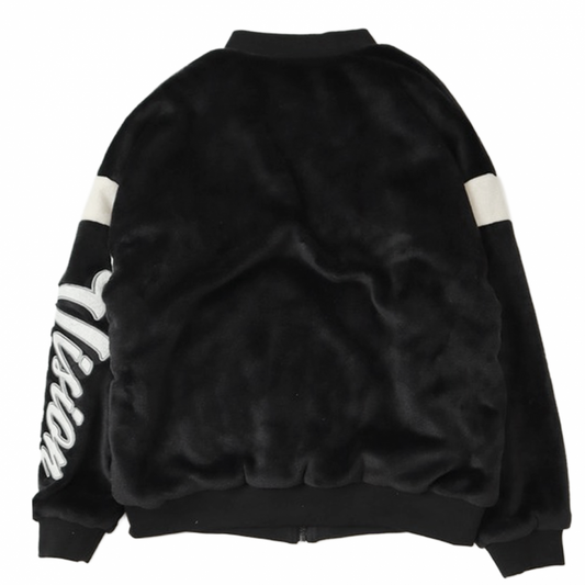 VISION STREET WEAR 袖ワッペン ファーブルゾン BLACK