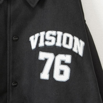 VISION STREET WEAR メルトンコーチ スタジアムジャケット BLACK