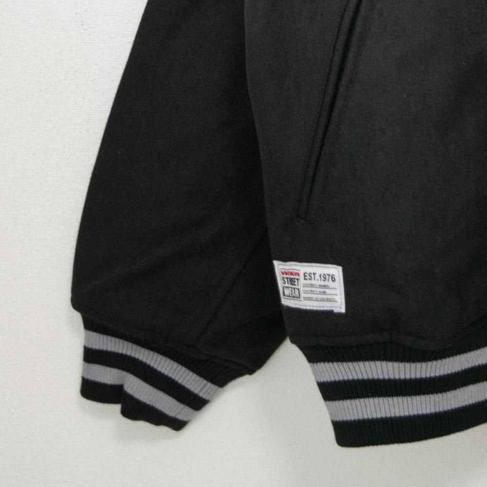 VISION STREET WEAR メルトンコーチ スタジアムジャケット BLACK