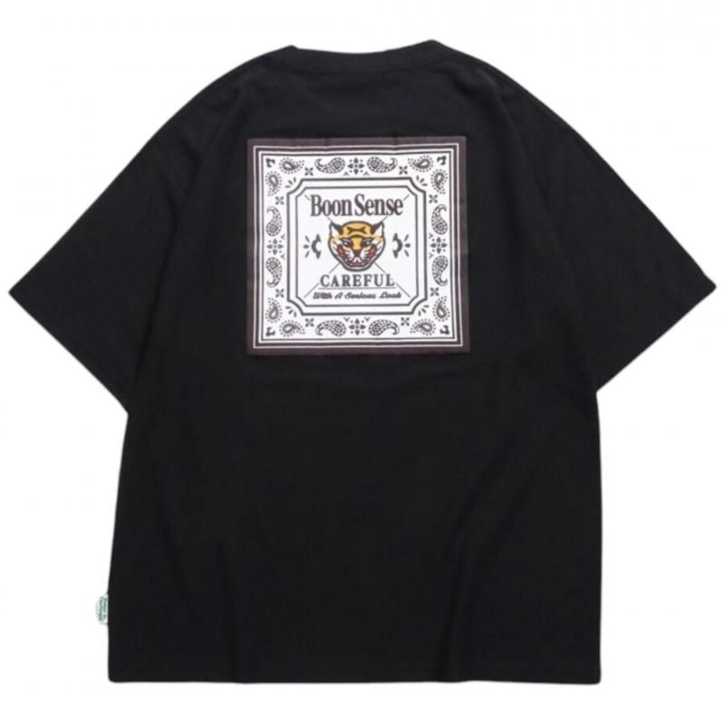 POWER TO THE PEOPLE タイガーバンダナTee / 梨地 半袖Tシャツ Black