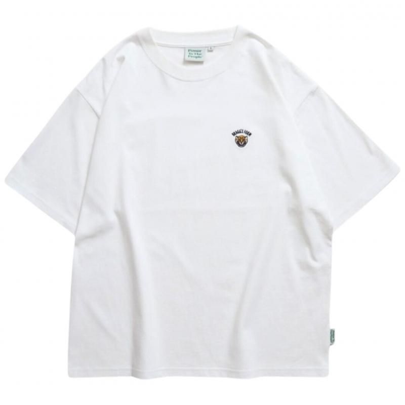 POWER TO THE PEOPLE ワンポイントTee / 虎 サガラ刺繍 半袖Tシャツ White