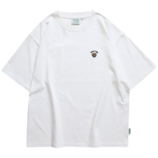 POWER TO THE PEOPLE ワンポイントTee / 虎 サガラ刺繍 半袖Tシャツ White