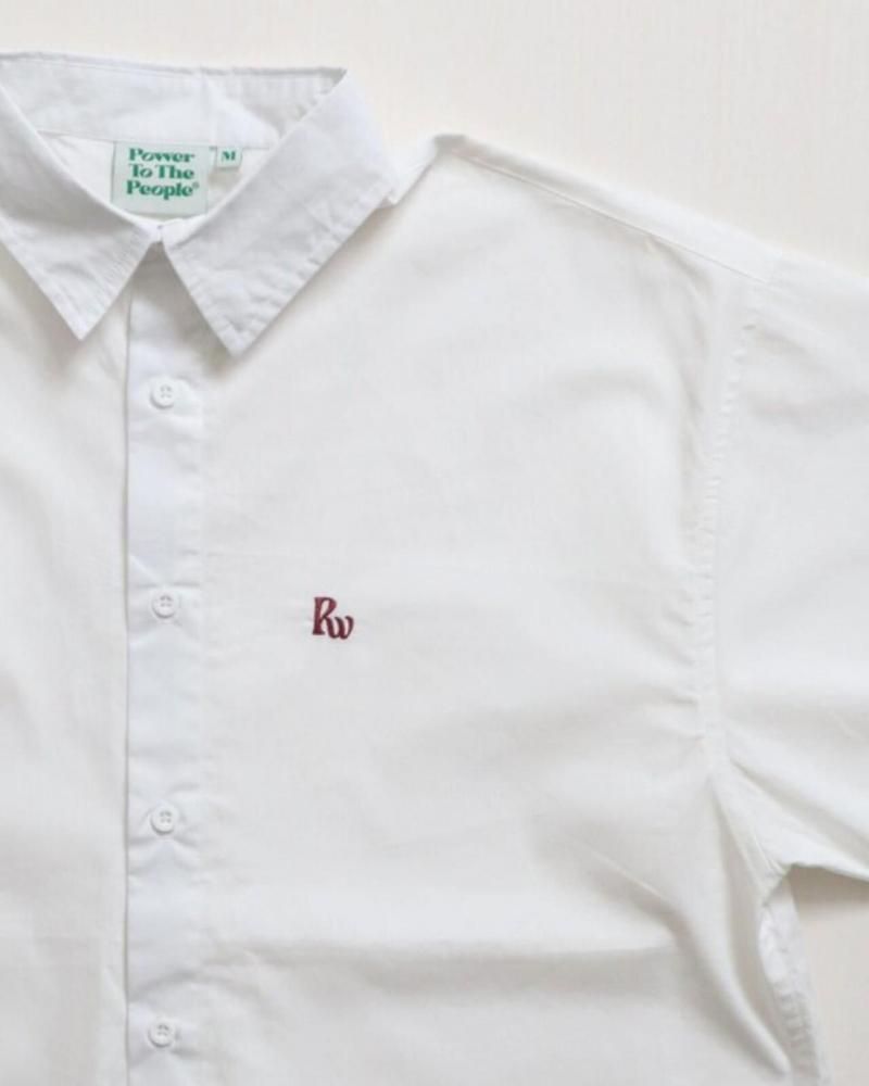 POWER TO THE PEOPLE スカーフ付 ロゴ刺繍シャツ White 1
