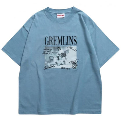 GREMLINS グレムリン ギズモ ラクガキ刺繍Tee / 半袖Tシャツ Blue