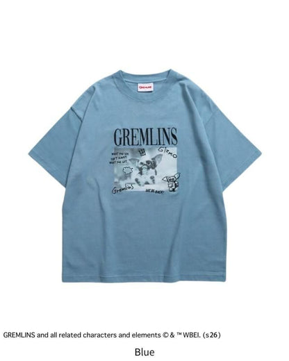 GREMLINS グレムリン ギズモ ラクガキ刺繍Tee / 半袖Tシャツ Blue