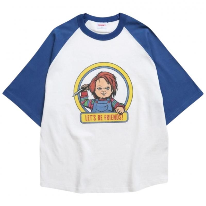 CHUCKY チャッキー サークルラグランTee 半袖Tシャツ チャイルド・プレイ Raglan Blue