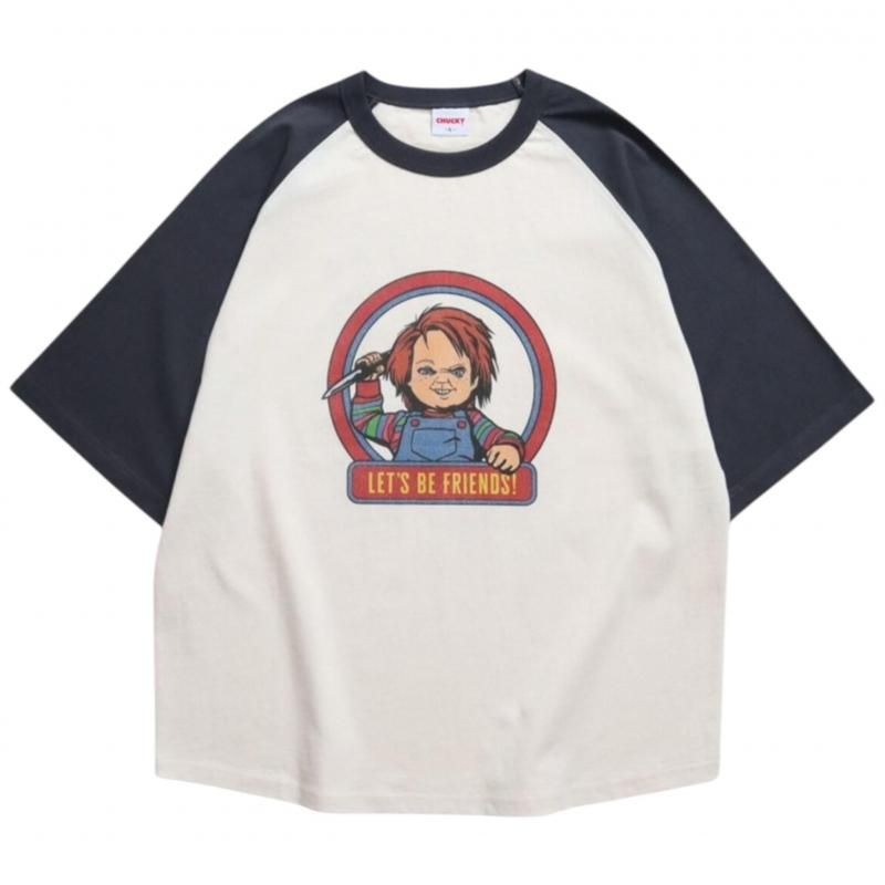 CHUCKY チャッキー サークルラグランTee 半袖Tシャツ チャイルド・プレイ Charcoal
