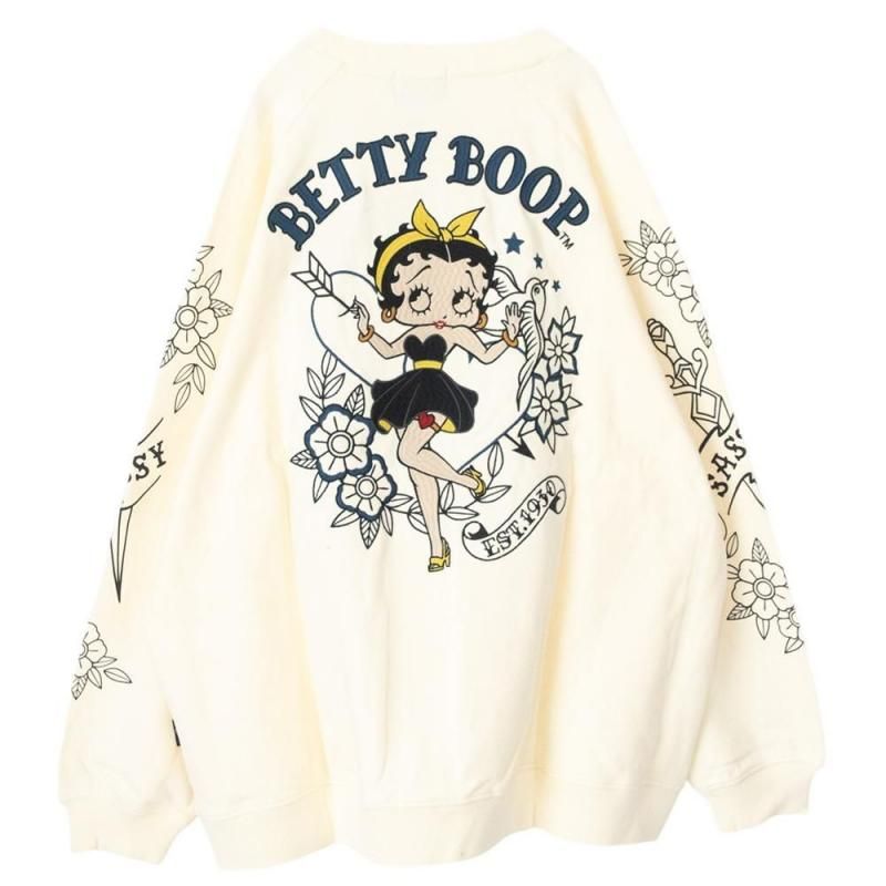 NEVERMIND × BETTY BOOP 裏毛オーバーサイズクルースウェット BBN-2607 NATURAL