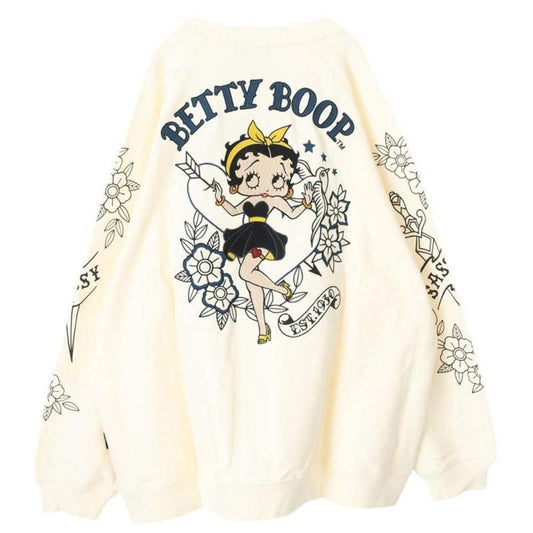 NEVERMIND × BETTY BOOP 裏毛オーバーサイズクルースウェット BBN-2607 NATURAL