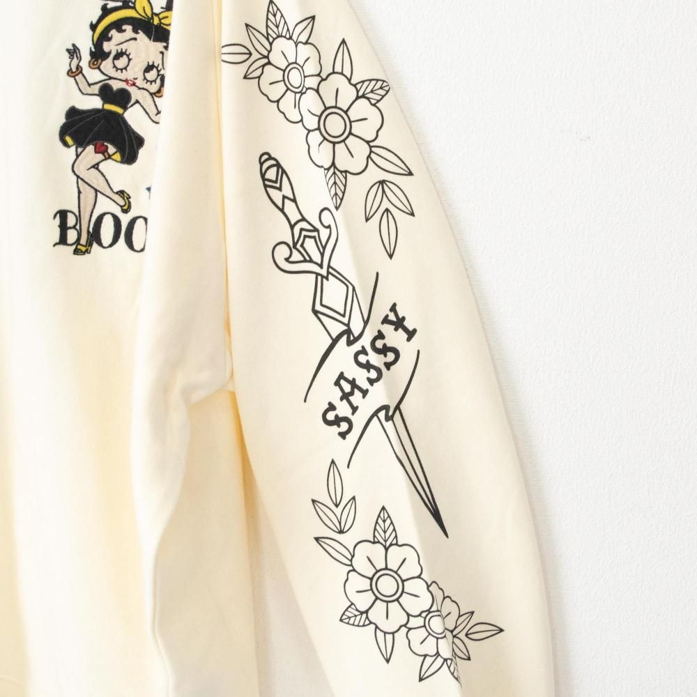 NEVERMIND × BETTY BOOP 裏毛オーバーサイズクルースウェット BBN-2607 NATURAL