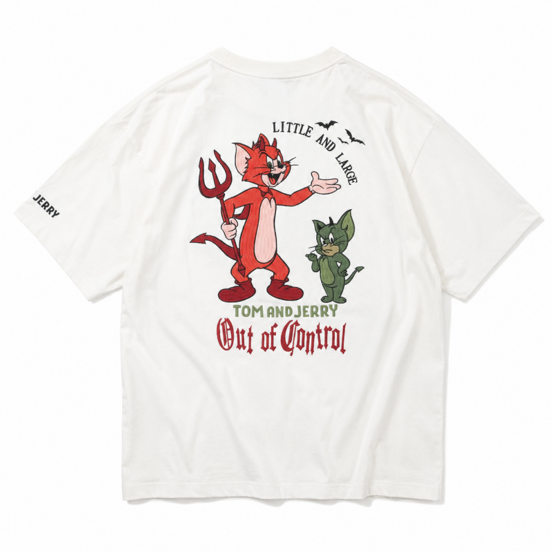 NEVERMIND × ワーナーブラザース トムとジェリー 天竺半袖 Tシャツ TJN-2604 WHITE