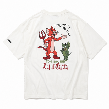 NEVERMIND × ワーナーブラザース トムとジェリー 天竺半袖 Tシャツ TJN-2604 WHITE