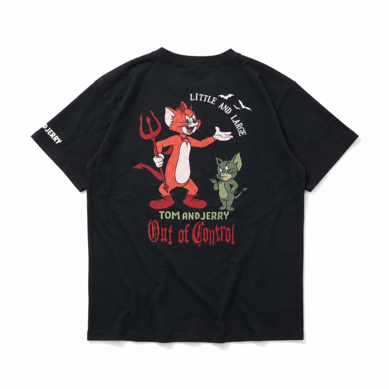 NEVERMIND × ワーナーブラザース トムとジェリー 天竺半袖 Tシャツ TJN-2604 BLACK