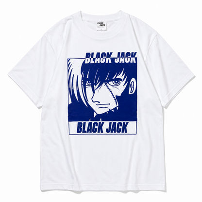 キャラクター Tシャツ  発泡プリント 手塚治虫作品 ブラック・ジャック ロゴ WH AT1029