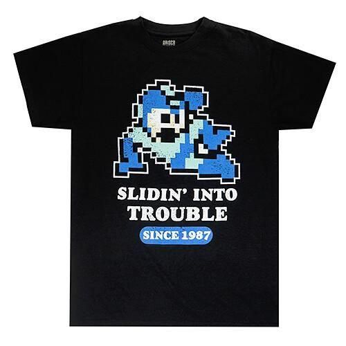 MEGAMAN ロックマン SLIDIN' INTO TROUBLE Tシャツ BLACK