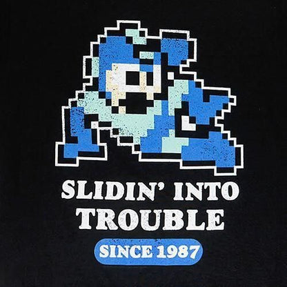 MEGAMAN ロックマン SLIDIN' INTO TROUBLE Tシャツ BLACK