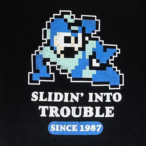 MEGAMAN ロックマン SLIDIN' INTO TROUBLE Tシャツ BLACK