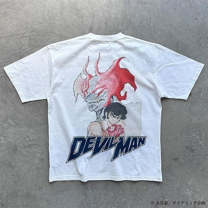 SCREEN STARS BEST デビルマン アップ プリント Tシャツ WHITE