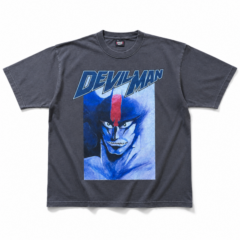 SCREEN STARS BEST デビルマン アップ プリント Tシャツ BLACK