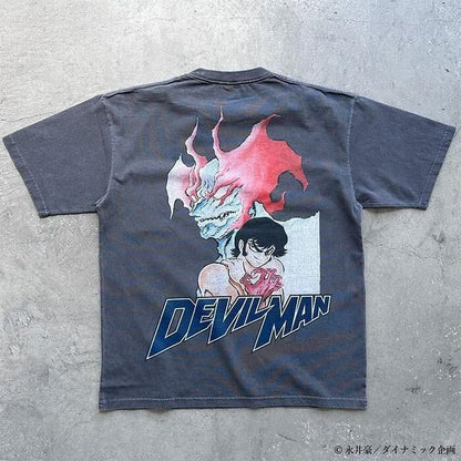 SCREEN STARS BEST デビルマン アップ プリント Tシャツ BLACK