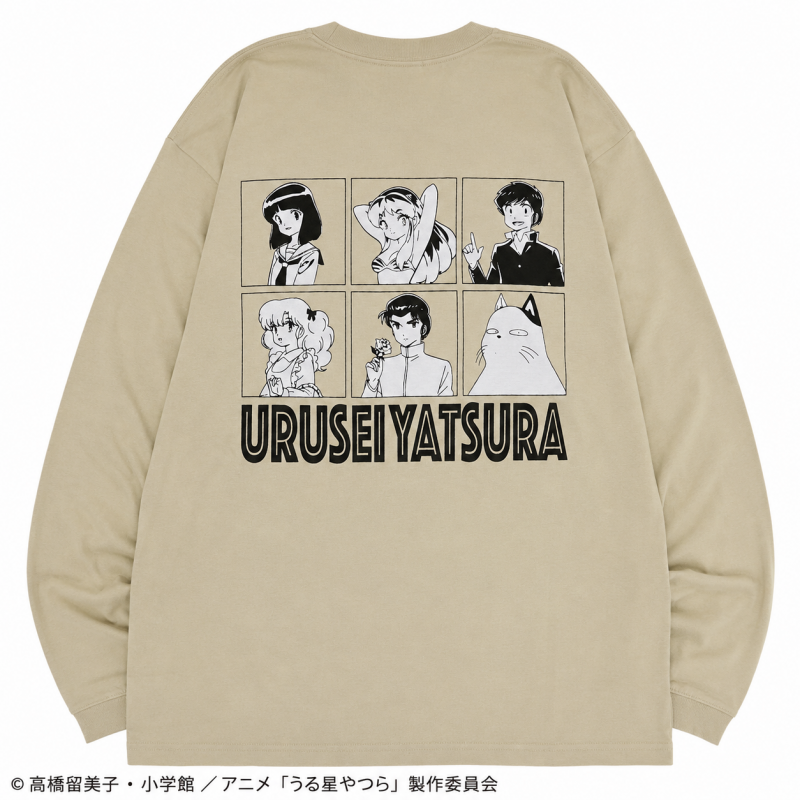 うる星やつら 長袖Tシャツ レディース ロンT ラムちゃん GRAY BEIGE