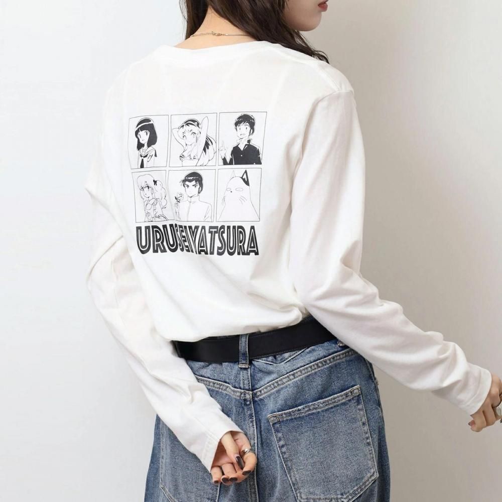 うる星やつら 長袖Tシャツ レディース ロンT ラムちゃん GRAY BEIGE