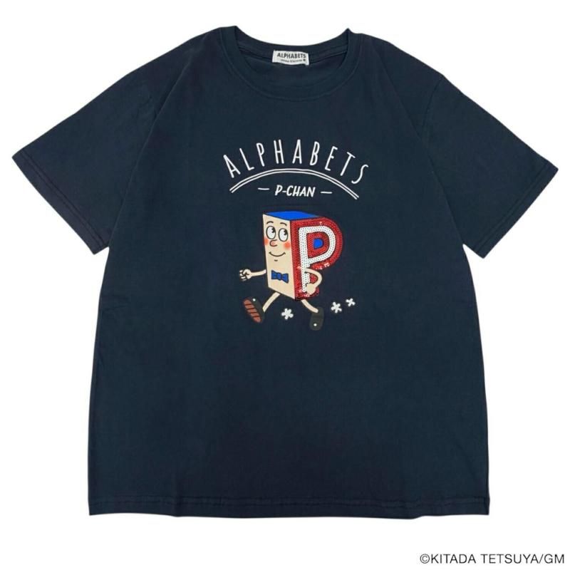 P-CHAN スパンコールデザイン 半袖Tシャツ NAVY