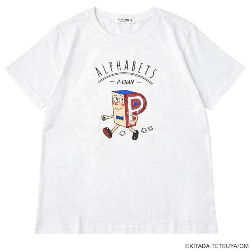 P-CHAN スパンコールデザイン 半袖Tシャツ WHITE