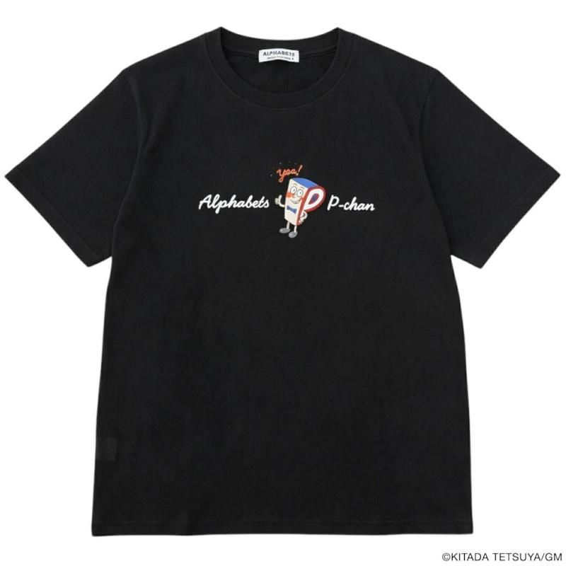 P-CHAN ロゴデザイン 半袖Tシャツ BLACK