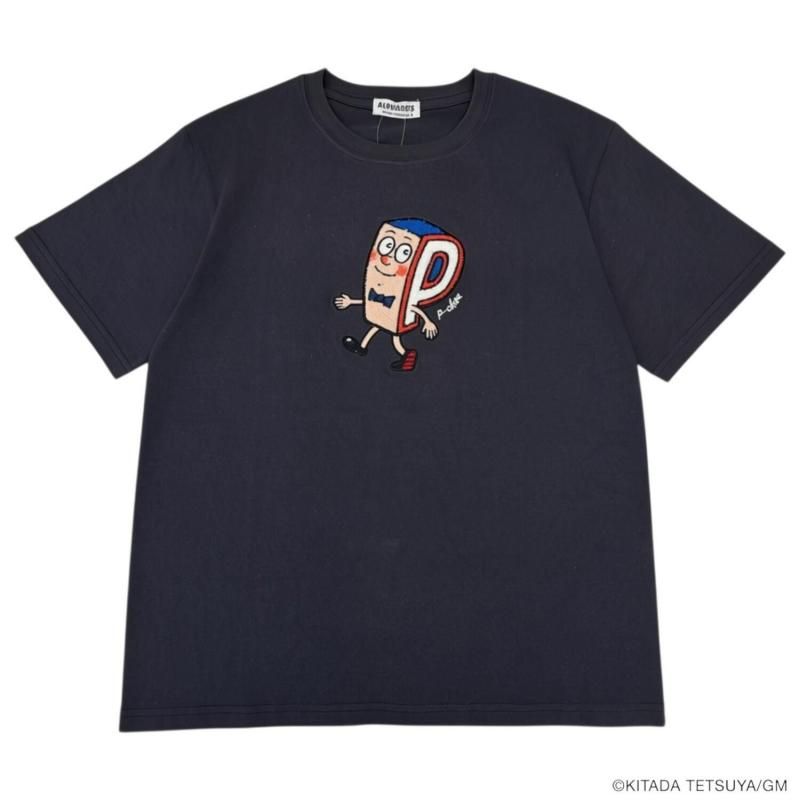 P-CHAN サガラ刺繍デザイン 半袖Tシャツ CHARCOAL