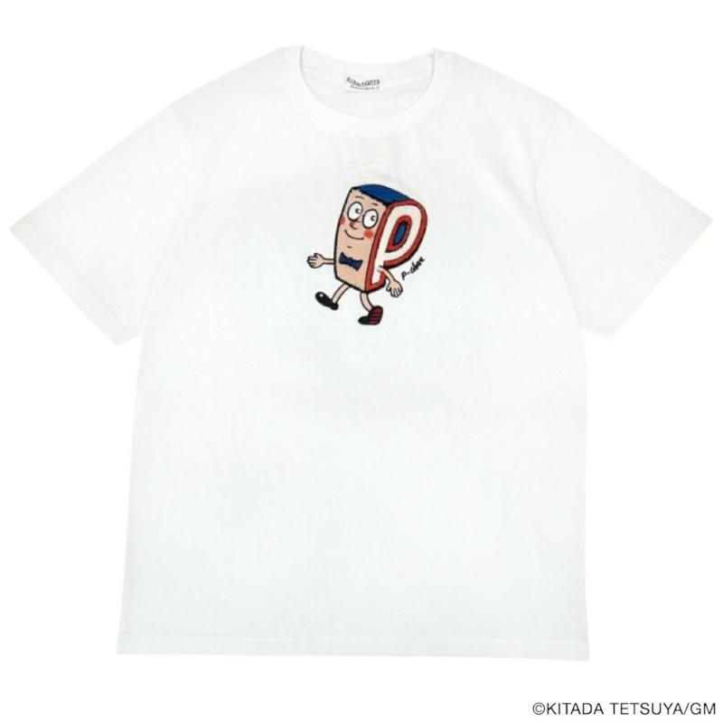 P-CHAN サガラ刺繍デザイン 半袖Tシャツ WHITE