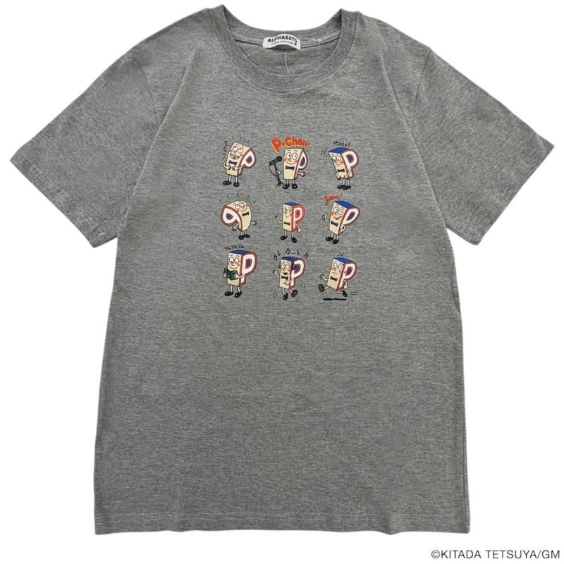 P-CHAN 9連キャラクタープリント 半袖Tシャツ GRAY