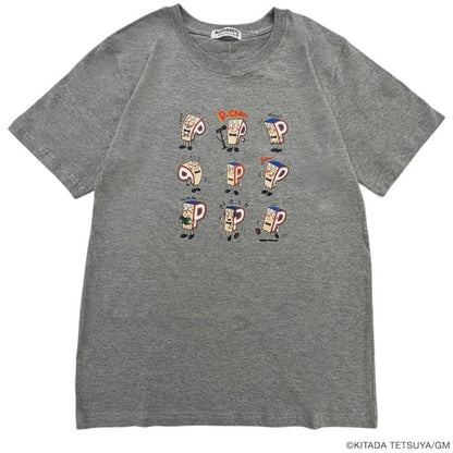 P-CHAN 9連キャラクタープリント 半袖Tシャツ GRAY