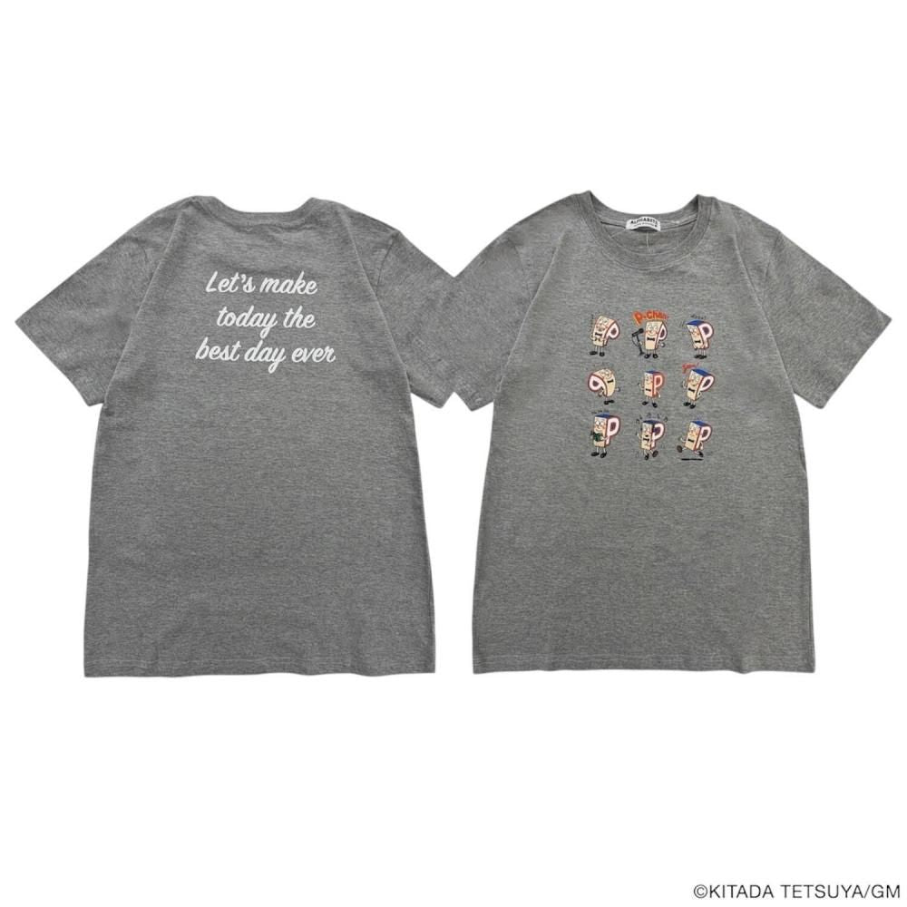 P-CHAN 9連キャラクタープリント 半袖Tシャツ GRAY