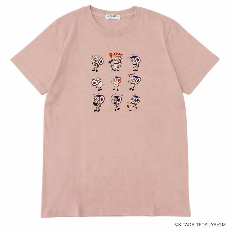 P-CHAN 9連キャラクタープリント 半袖Tシャツ PINK BEIGE